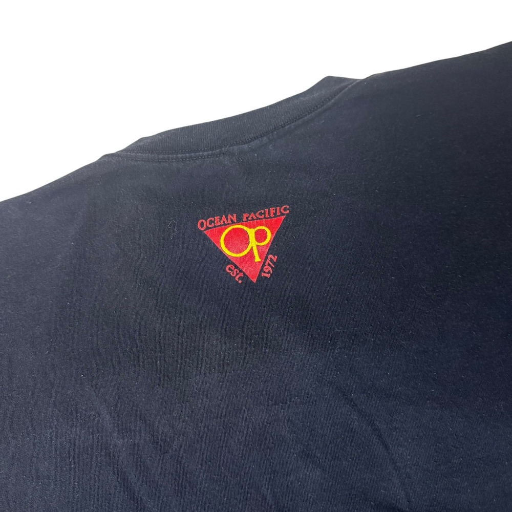 Vintage Ocean Pacific Mens Black Graphic T-Shirt Short Sleeve Surf Logo 2XL - Picture 8 of 9